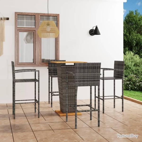 Ensemble de bar de jardin 5 pcs Gris