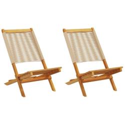 Chaises de jardin lot de 2 beige bois d'acacia et polypropyl&egrave;ne