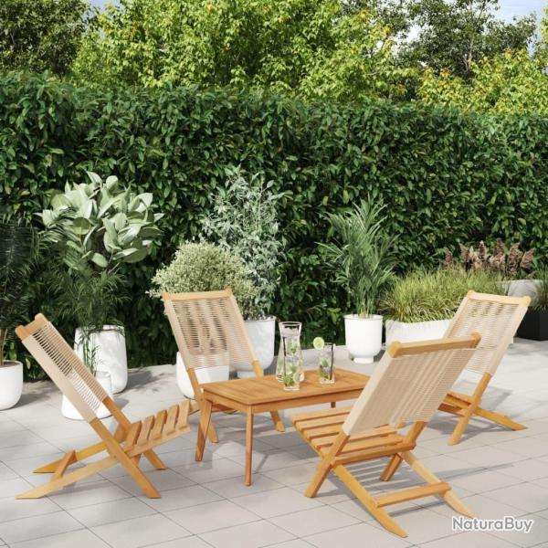 Chaises de jardin pliantes lot de 4 beige bois d'acacia massif