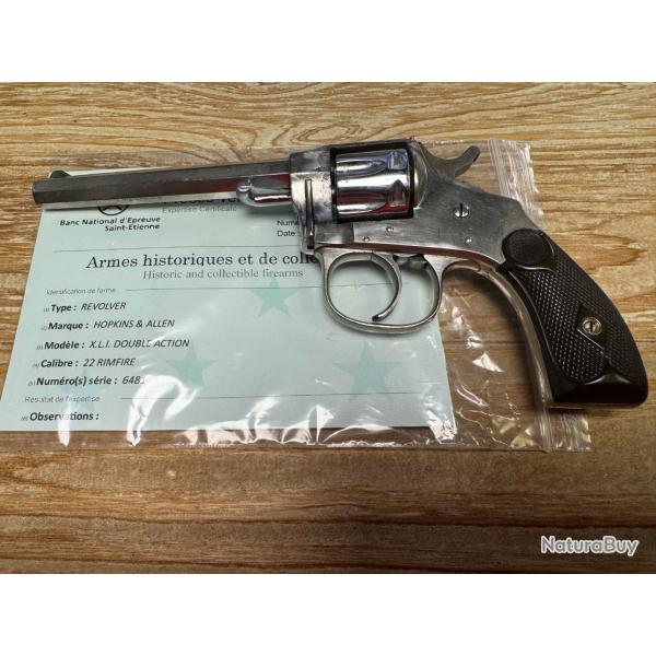 revolver 7 coups hopkins and allen XLI double action calibre 22