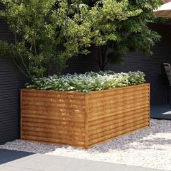 Lit sur&eacute;lev&eacute; de jardin 196x100x69 cm acier corten