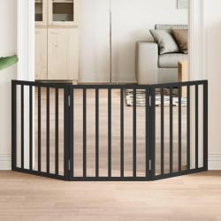 Barri&egrave;re pour chien pliable 3 panneaux noir bois de peuplier