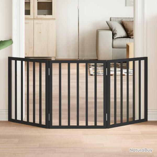 Barri�re pour chien pliable 3 panneaux noir bois de peuplier