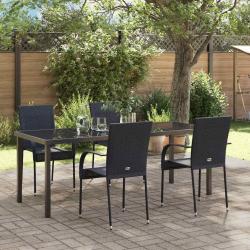 Ensemble de salle &agrave; manger pour jardin 5 pcs Noir