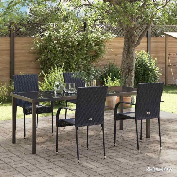 Ensemble de salle � manger pour jardin 5 pcs Noir