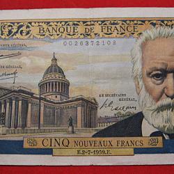 billet de 5 francs  VICTOR HUGO  du 2-7-1959 tb+