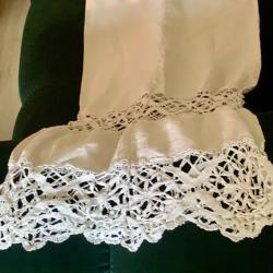 Linge de lit ancien , splendide traversin 220x40 - 1890-1900