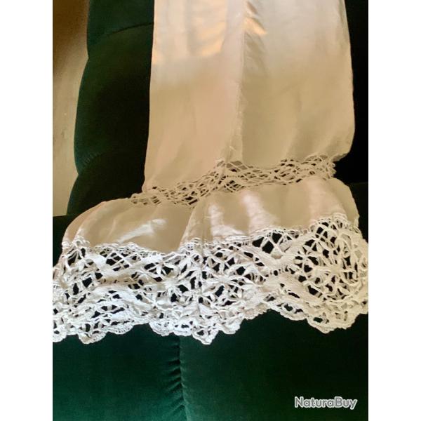 Linge de lit ancien , splendide traversin 220x40 - 1890-1900
