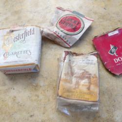 4 paquets cigarettes ww2 seconde guerre US army Chesterfield Lucky Strike Camel Domino de ration