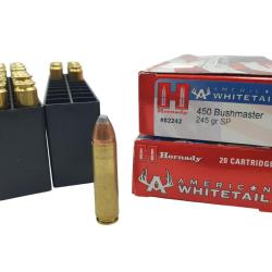 DESTO AMMO - LOT DE 28 CARTOUCHES HORNADY 450 BUSHMASTER 245Gr AMERICAN WHITETAIL SP