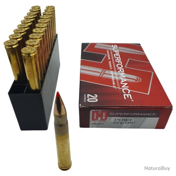 DESTO AMMO - BOITE DE 20 CARTOUCHES HORNADY CAL.375HHM SUPERFORMANCE 250Gr OGIVE GMX