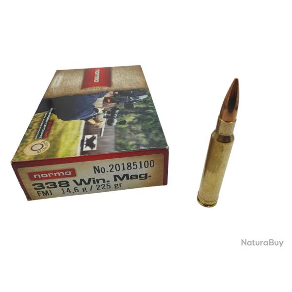 DESTO AMMO - BOITE DE 12 MUNITIONS NORMA JAKTMATCH 338 WIN MAG 225GR FMJ