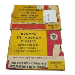 DESTO AMMO - LOT DE 10 CARTOUCHES KYNOCH CAL.375 MAGNUM RIMLESS 270GR SOFT NOSE