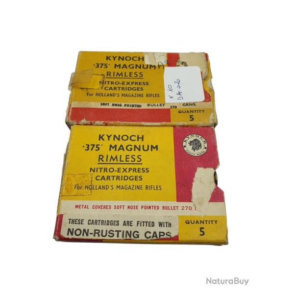 DESTO AMMO - LOT DE 10 CARTOUCHES KYNOCH CAL.375 MAGNUM RIMLESS 270GR SOFT NOSE