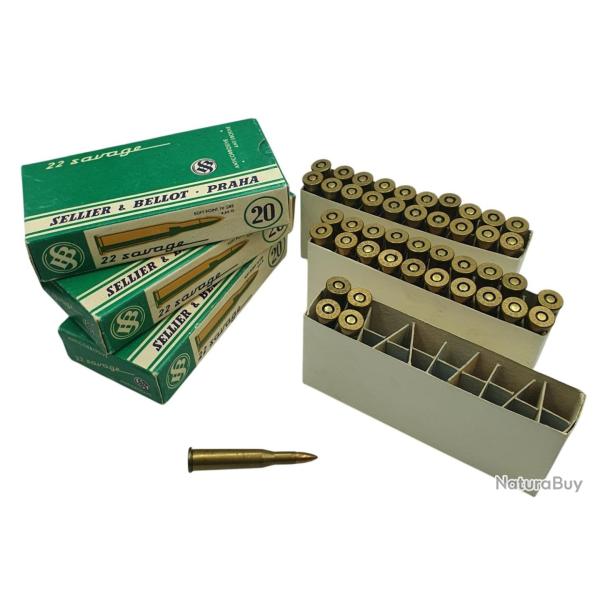 DESTO AMMO - LOT DE 45 MUNITIONS SELLIER BELLOT CAL.22SAVAGE 70GR FMJ