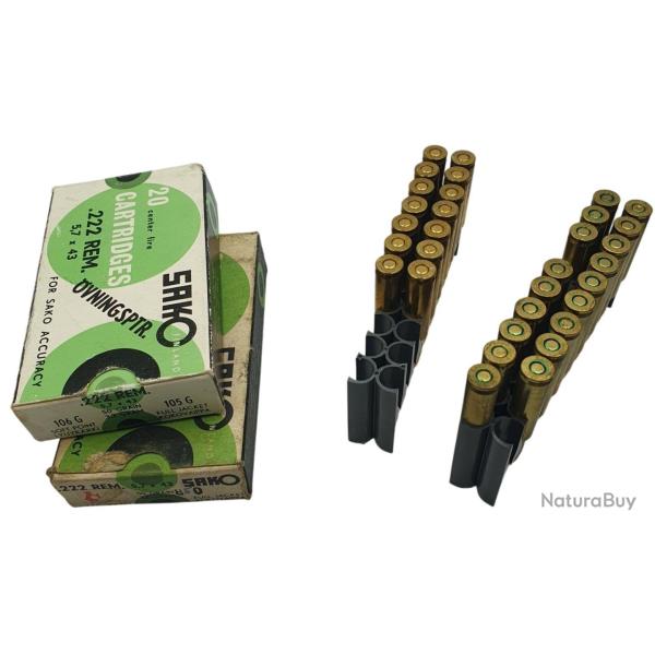 DESTO AMMO - LOT DE 32 CARTOUCHES SAKO 222REM 50GR FMJ