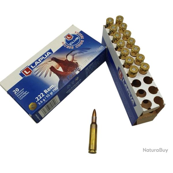 DESTO AMMO - BOITE DE 15 MUNITINONS LAPUA 222REM FMJ 55GR