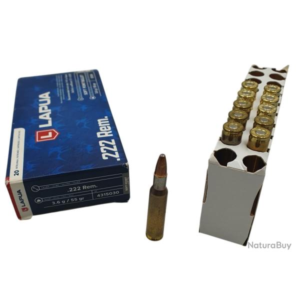 DESTO AMMO - BOITE DE 11 MUNITIONS LAPUA CAL.222REM SOFT POINT 55GR