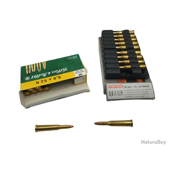 DESTO AMMO - LOT DE 17 CARTOUCHES NORMA-SELLIER BELLOT 5.6x52R OGIVE SP