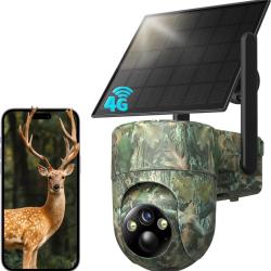 Cam&eacute;ra de Chasse Solaire 2K Vision Nuit 4G LTE D&eacute;tection Mouvement SIM 360&deg; Audio Bidirectionnel
