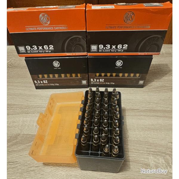 114 balles rws uni classique en 9,3x62 293 gr