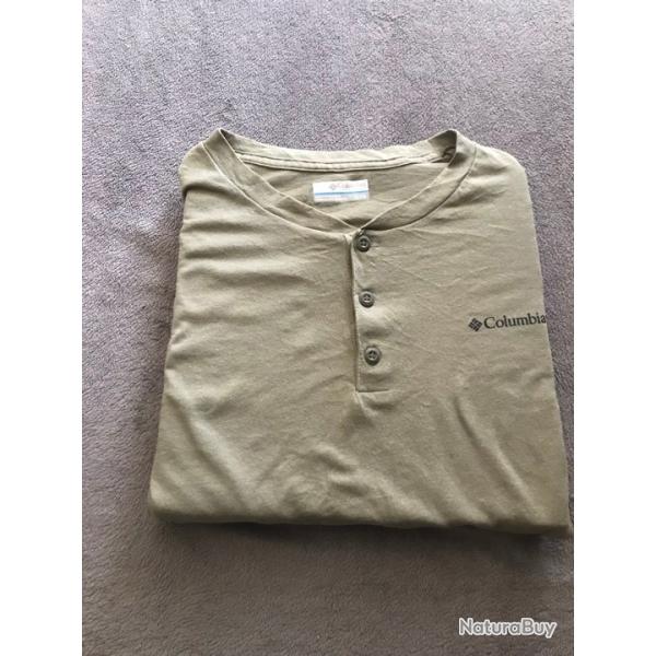 Tee Shirt Columbia Manche Longue Homme Taille XL Couleur Kaki Et Noir