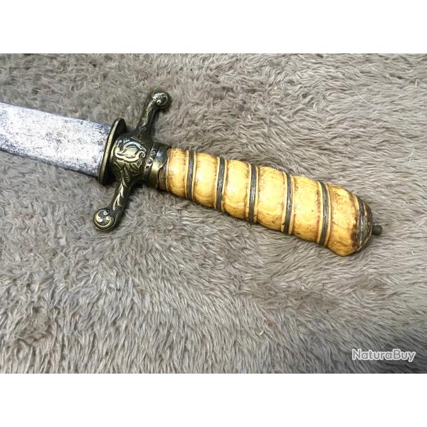 Tr�s Ancienne dague de v�nerie Chasse 65cm lame d�cor�e