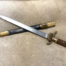 Ancienne dague de v&eacute;nerie Chasse Allemande Adolph schwartz hann munden Lame d&eacute;cor&eacute;e