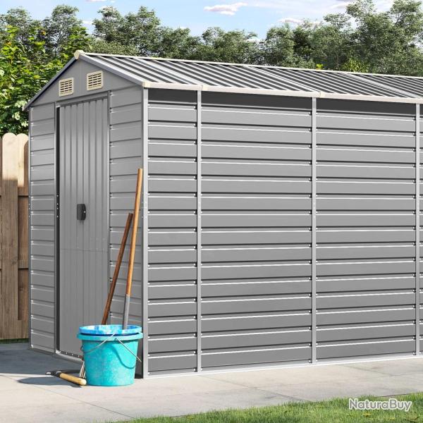 Abri de gris clair 191 x 555 x 198 cm en acier galvanis�