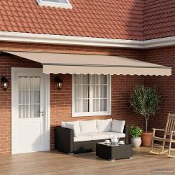 Cadre de store manuel avec LEDs Beige et Anthracite 5 x 3 m
