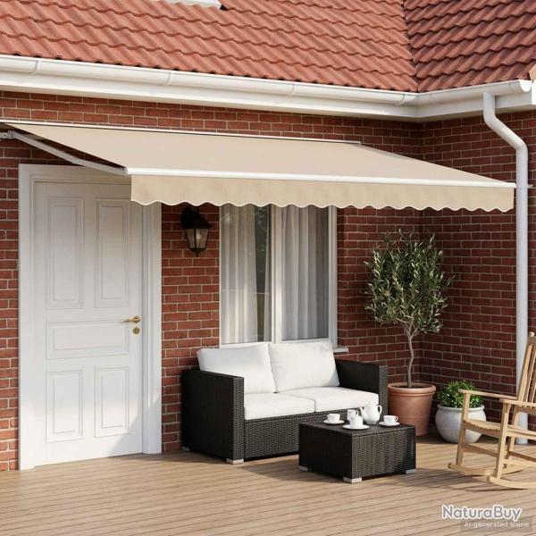Cadre de store manuel avec LEDs Beige et blanc 5 x 3 m
