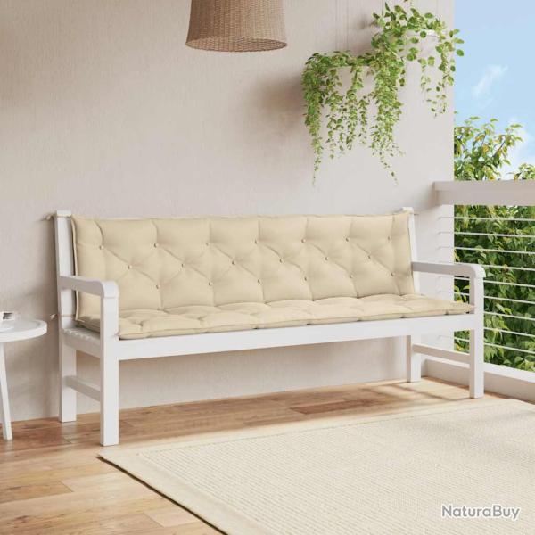 Coussin de banc de beige 200x(50+50)x7 cm tissu oxford