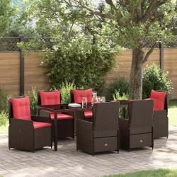 Ensemble de salle &agrave; manger pour 7 pcs Marron Poly rotin
