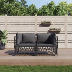 Salon de avec coussins 2 pcs anthracite acier