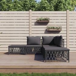 Salon de avec coussins 5 pcs anthracite acier