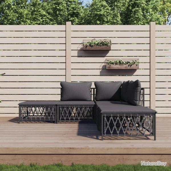 Salon de avec coussins 5 pcs anthracite acier