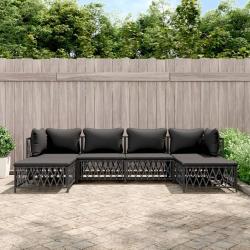 Salon de avec coussins 6 pcs anthracite acier