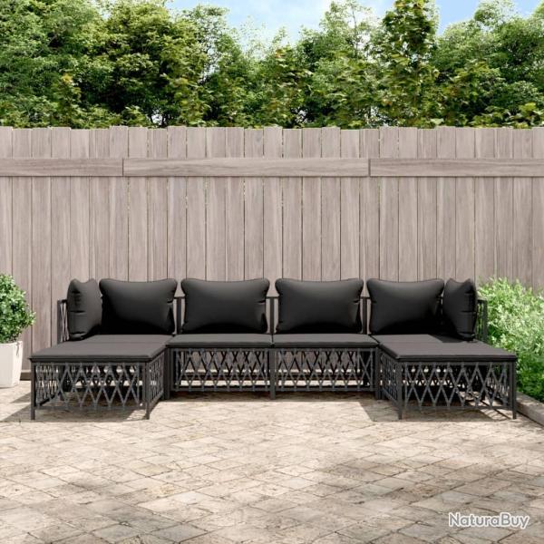 Salon de avec coussins 6 pcs anthracite acier