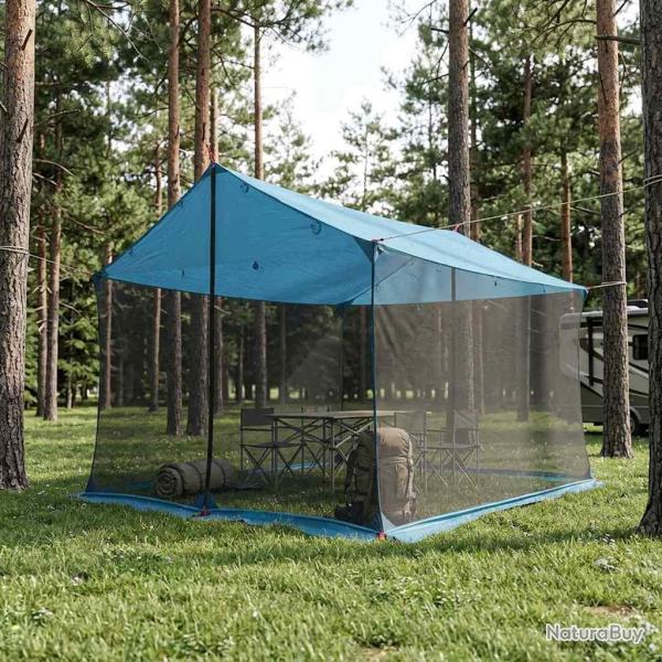 Tarp de camping avec murs en maille Bleu 340 x 260 x 220 cm