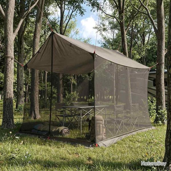 Tarp de camping avec murs en maille Marron Gris