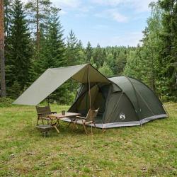 Tente Cabane Vert arm&eacute;e 6 personnes Polyester et Acier