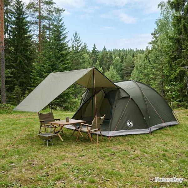 Tente Cabane Vert arm�e 6 personnes Polyester et Acier