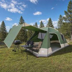 Tente Cabane avec toit Vert 12-Personnes Polyester et Acier