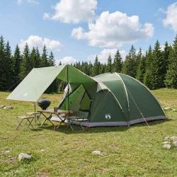 Tente Cabane avec toit Vert 8 personnes Polyester et Acier