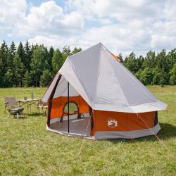 Tente Tipi Gris et orange 250 x 250 cm Polyester et Acier