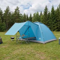 Tente de camping avec toit Bleu 6 personnes Polyester et Acier