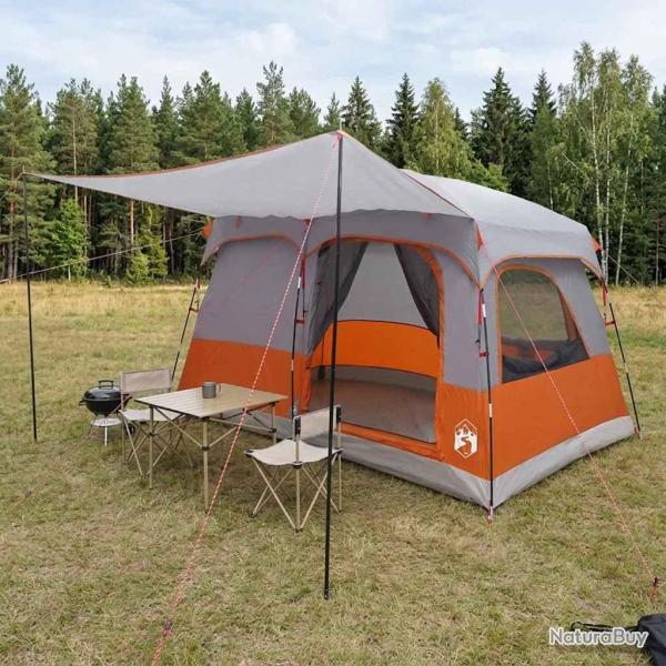 Tente familiale Gris et orange 380 x 260 x 190 cm Polyester