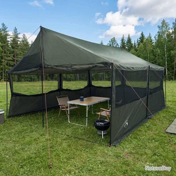 Tente familiale avec toit Vert arm�e 450 x 400 x 265 cm