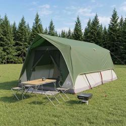 Tente tunnel avec toit Vert 10 personnes Polyester et Acier