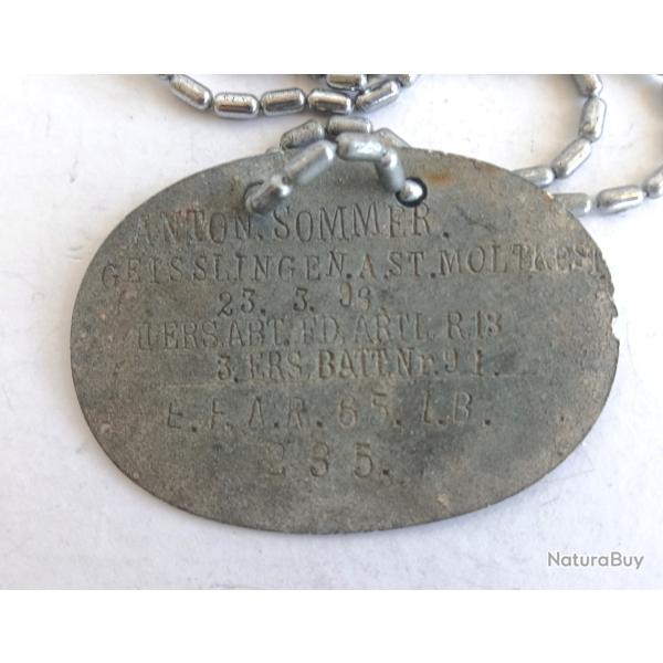 Equipement - DE420510a Plaque identit� ml 1915 artillerie